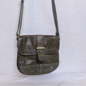 Fossil Olive Green Crossbody Leather Bag with Adjustable Strap